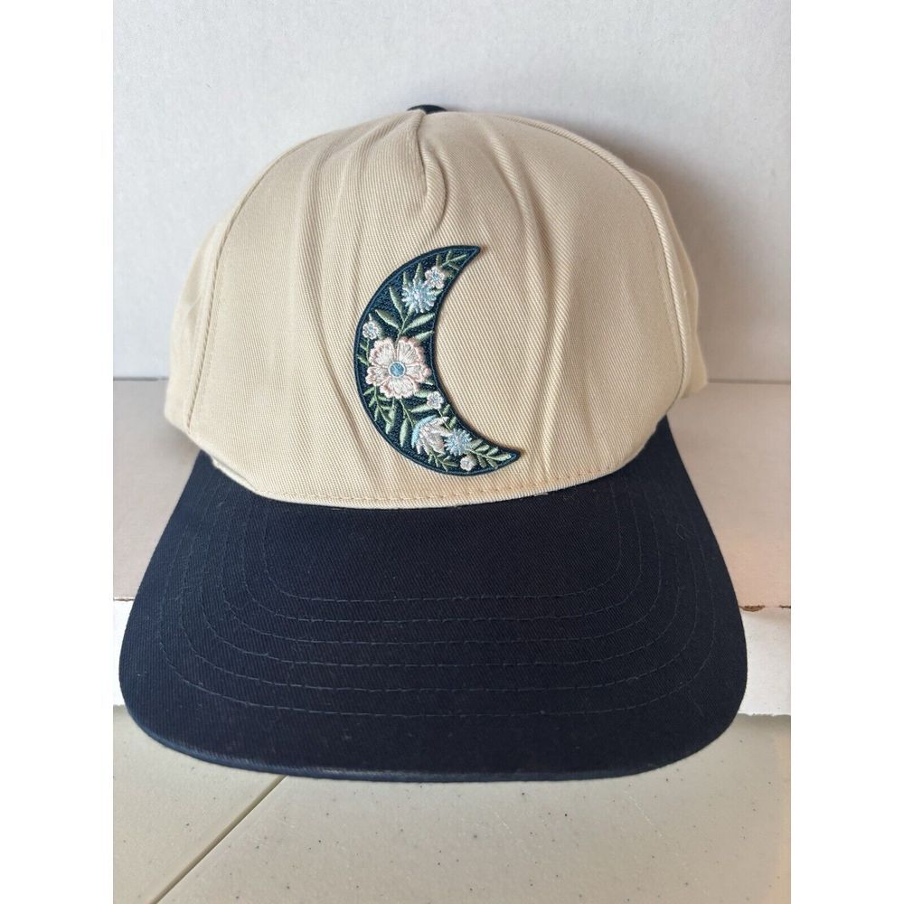 Women's C.C Baseball Cap‎ Hat Beige Navy Moon Floral Flowers